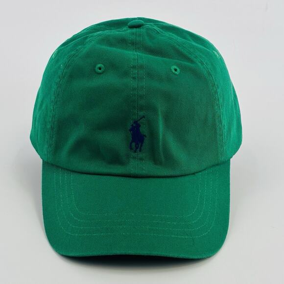 Polo Ralph Lauren Green POLO Pony LOGO Hat Strap Back SPELLOUT Baseball Cap - Picture 1 of 5